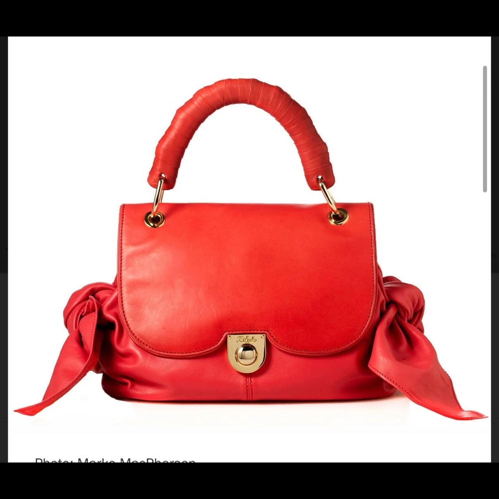Brautiful new Zac posen true red leather quilted bag thick handle strap